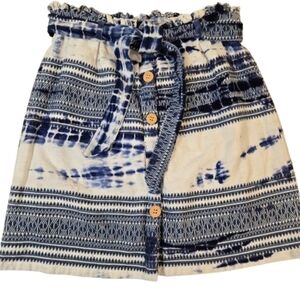 En Creme Blue and White Boho Skirt Size Large